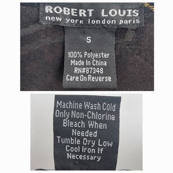 Robert Louis Blouse Womens Small V Neck Abstract Print Y2K Grunge - Picture 9 of 11